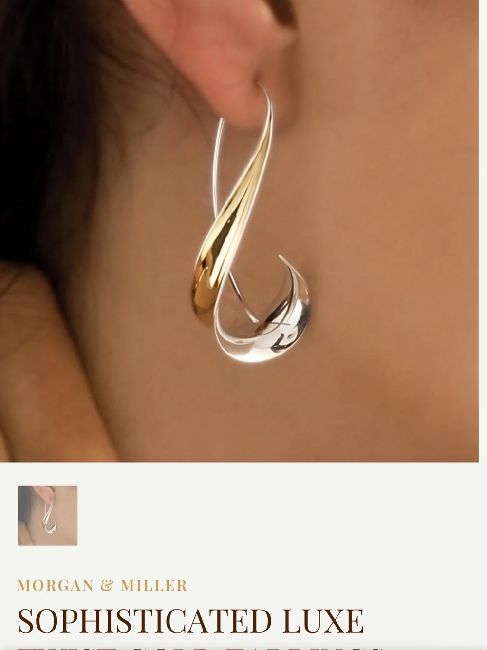 NWT Morgan & Miller “Sophisticated Luxe Twist Gold” earrings
